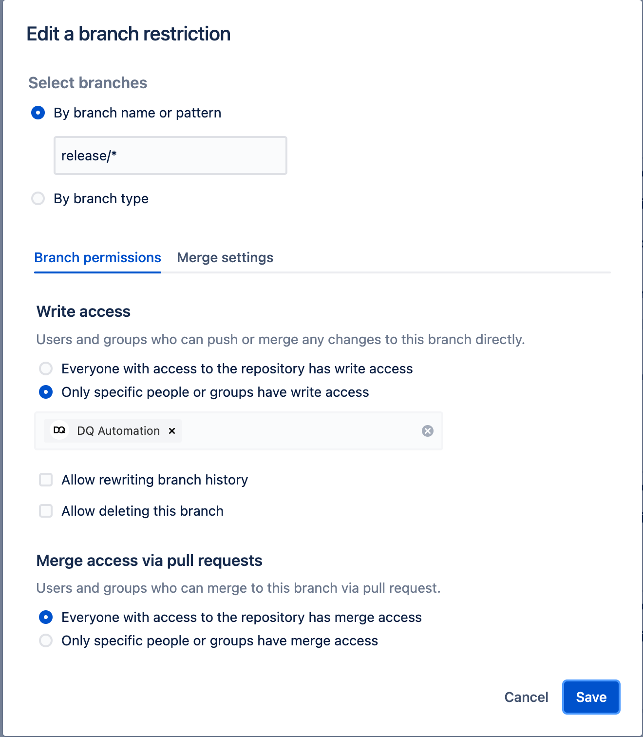 DQ Automation write access
