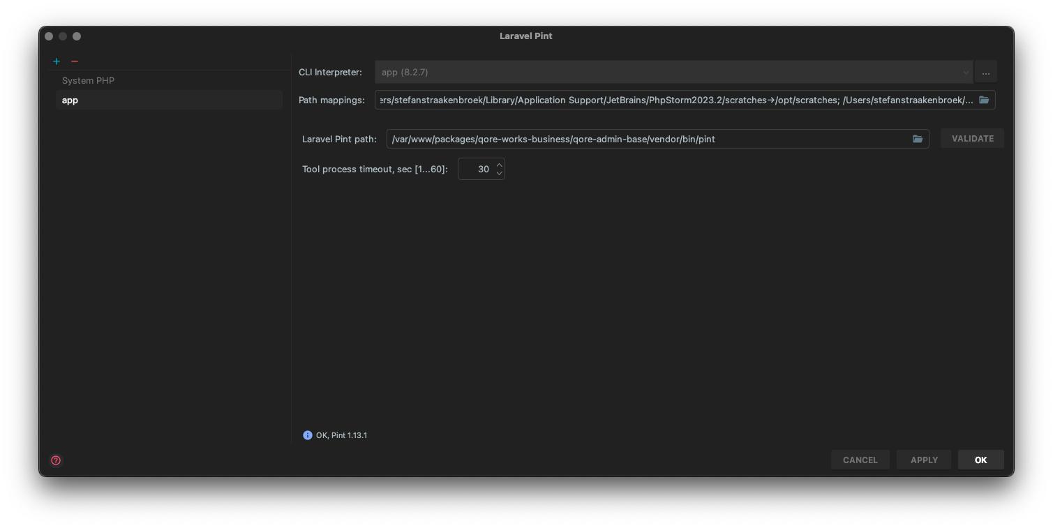 PhpStorm correct interpreter